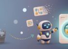 洗濯板と洗濯機の前で、洗濯機を指し示すロボットのイラスト